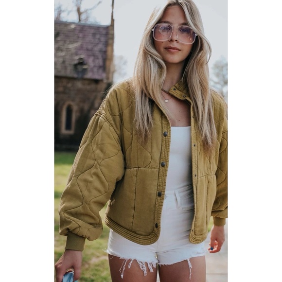 Blank NYC Jackets & Blazers - Blanknyc Quilted Jacket in Salted Lime